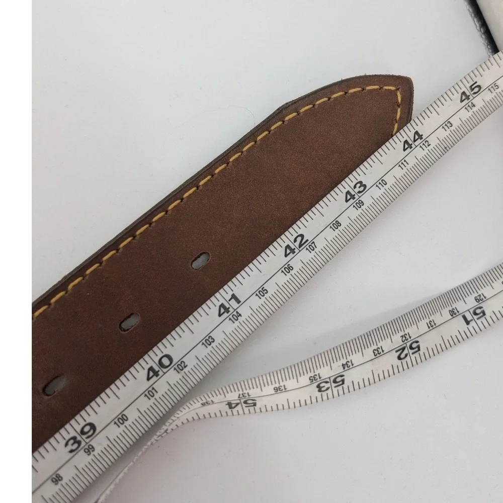 VTG Studded Leather Belt Men 40 Brown Brass Buckle Western Rustic‎ Cowboy Moto